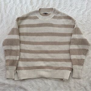 American Eagle Outfitters Beige and White Striped Sweater